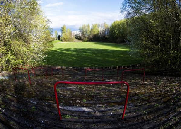 A section of overgrown terracing is all that remains of Cathkin Park. Picture: SNS.