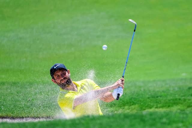 France's Alexander Levy plays out of a bunker on his way to the first-round lead at the China Open in Beijing. Picture: AFP/Getty Images