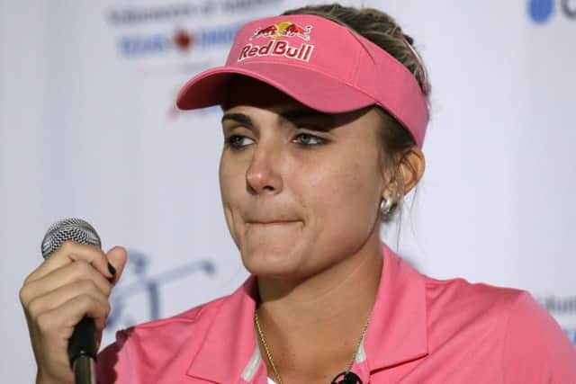 An emotional Lexi Thompson spoke about what happened to her in the ANA Inspiration during a press conference ahead of this week's LPGA event in Texas. Picture: AP