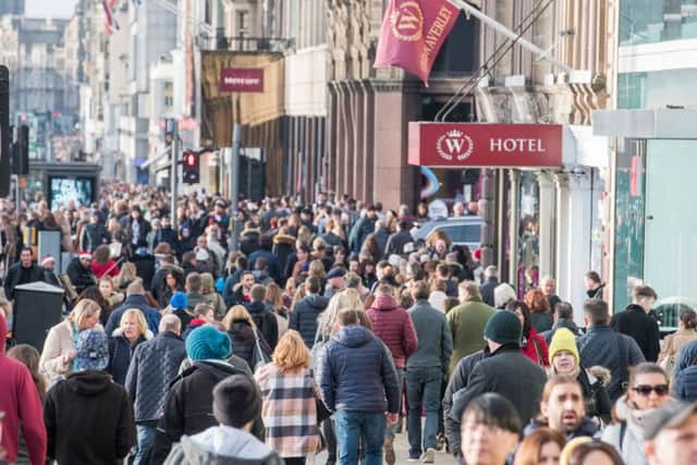 Shoppers in Princes Street, Edinburgh. The capital saw the highest population growth in Scotland in 2016. Picture: Ian Georgeson/JP Resell