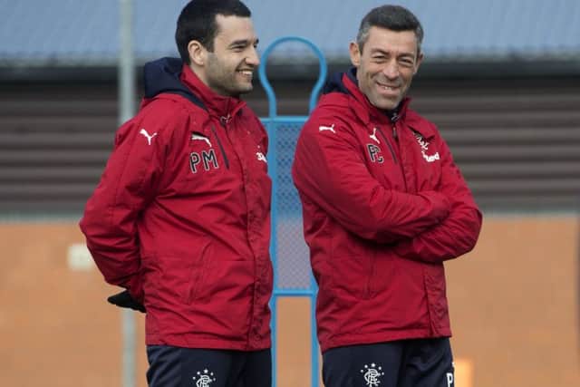 Rangers manager Pedro Caixinha, right, showed his feistier side when he looked back on last Sundaysdefeat by Celtic. Picture: SNS.