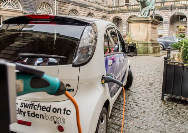 An electric car charging point at Edinburgh City Chambers. Picture; Ian Georgeson