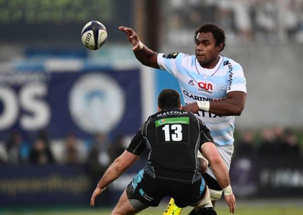 Racing's Fijian lock Leon Nakarawa in action against Glasgow Warriors during the European Champions Cup. Picture: Miguel Medina/AFP/Getty Images)