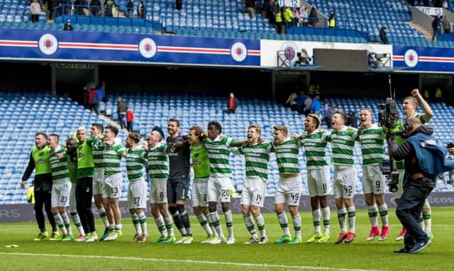 Celtic's players celebrate at full time. Pic: SNS/Craig Williamson