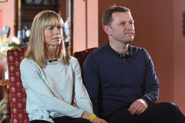 Kate and Gerry McCann, whose daughter Madeleine disappeared from a holiday flat in Portugal ten years ago, during an interview with the BBC's Fiona Bruce. Picture: Joe Giddens/PA Wire