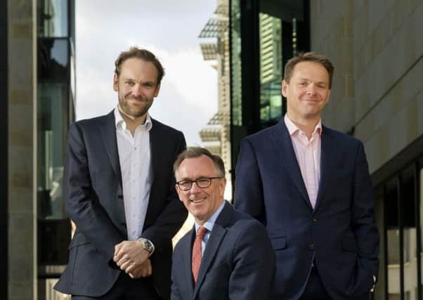 From left: Haig Bathgate, Tcam's chief investment officer and joint CEO; Sandy Kenendy, CEO of Entrepreneurial Scotland; and Alex  Montgomery, joint CEO at Tcam. Picture: Contributed