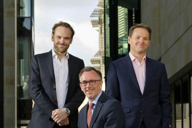 From left: Haig Bathgate, Tcam's chief investment officer and joint CEO; Sandy Kenendy, CEO of Entrepreneurial Scotland; and Alex Montgomery, joint CEO at Tcam. Picture: Contributed