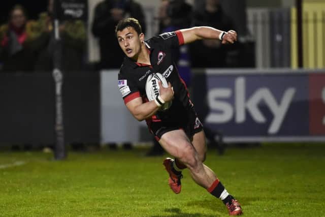 Edinburgh's Damien Hoyland was in try-scoring form against Dragons on Friday. Picture: Rob Casey/SNS