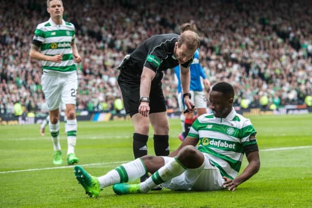 Moussa Dembele injured his hamstring in the Scottish Cup semi-final win over Rangers. Picture: John Devlin
