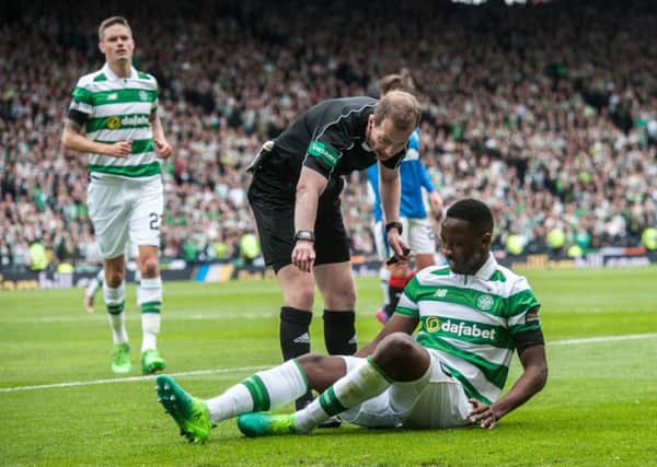 Moussa Dembele injured his hamstring in the Scottish Cup semi-final win over Rangers. Picture: John Devlin