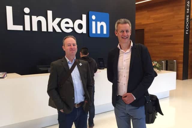 Gordon Coulter of Exmos, left, and Russell Dalgleish at the LinkedIn HQ. Picture: Contributed