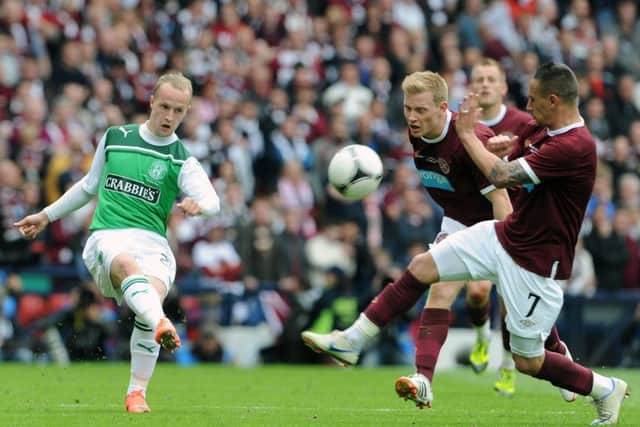 Leigh Griffiths, left, has lost two Scottish Cup finals, including the 2012 Edinburgh derby showdown against Hearts. Picture: Ian Rutherford