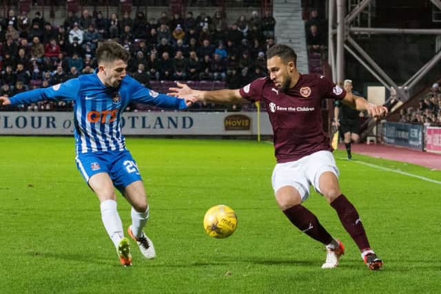 Greg Taylor, left, has been a regular in the Kilmarnock starting XI this season. Picture: Ian Georgeson