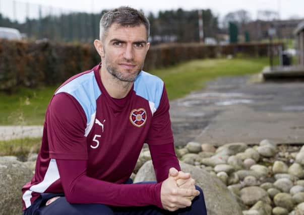 24/02/17 
 ORIAM - EDINBURGH 
 Hearts' Aaron Hughes looks ahead to his side's game against Partick Thistle