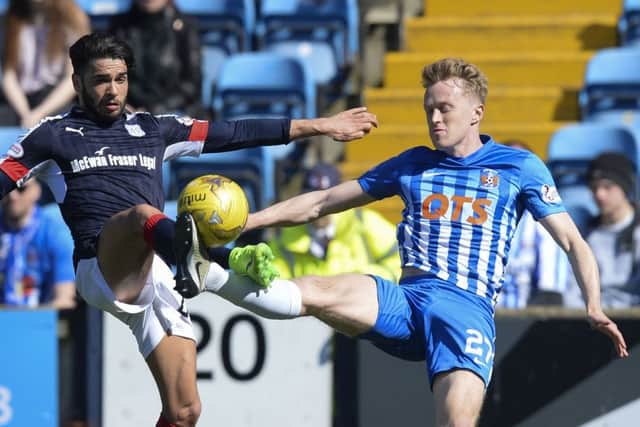 Dundee's Faissal El Bakhtaoui battles with Kilmarnock's Luke Hendrie. Pic: SNS/Sammy Turner