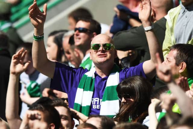 Hibs fans were in good spirits before the game. Pic: SNS/Alan Harvey