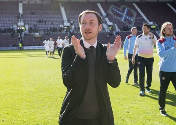 Hearts manager Ian Cathro at full-time after his side's defeat by Aberdeen at Tynecastle. Picture: SNS