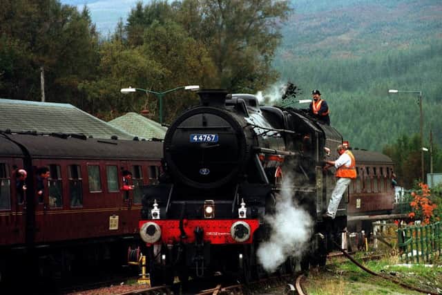 West Highland Steam Train, The 'George Stephenson' between Bridge Of Orchy and Tyndrum. Picture: TSPL