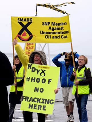 Environmental campaigners protest against fracking. Pic: Lisa Ferguson