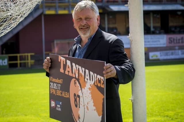 Paul Sturrock  at his old stamping ground  to promote the film Tannadice 87