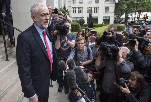 Labour leader Jeremy Corbyn speaking to the press in London, where a party meeting took place following the leak of its draft general election manifesto. Picture: Rick Findler/PA Wire