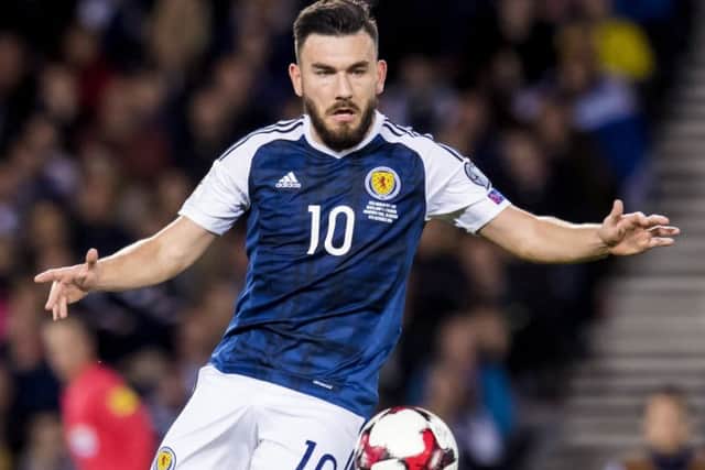 Robert Snodgrass, today named William Hill international player of the year by the Scottish football writers, is set to win his 24th cap next month. Photograph: Craig Williamson/SNS