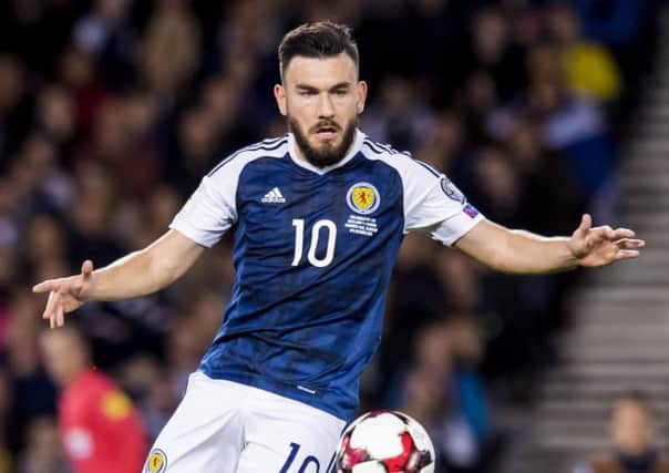 Robert Snodgrass, today named William Hill international player of the year by the Scottish football writers, is set to win his 24th cap next month.  Photograph: Craig Williamson/SNS