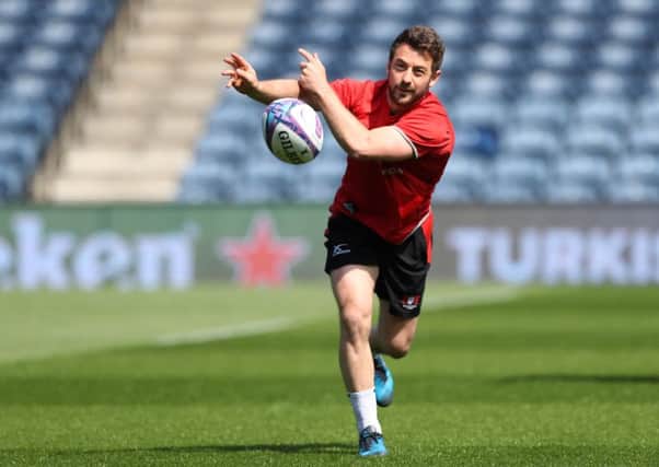 Gloucester's Greig Laidlaw is back on familiar ground at Murrayfield during the Captain's Run ahead of the European Challenge Cup final against Stade Francais.  Picture: Ian MacNicol/Getty Images