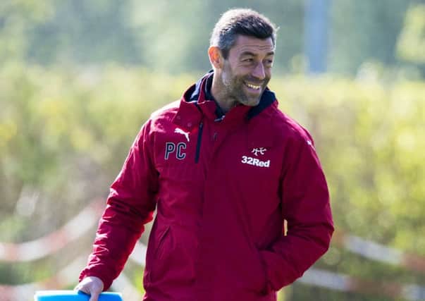 Rangers manager Pedro Caixinha, at training yesterday, is talking to a number of transfer targets. Picture: SNS.