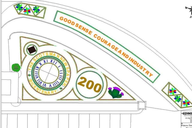 The design for the floral clock to mark the 200th year of The Scotsman.
