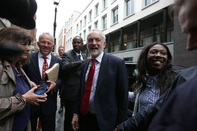 Jeremy Corbyn arrives to make a speech on his party's foreign policy at Chatham House in central London. Picture: Daniel Leal-Olivas/AFP