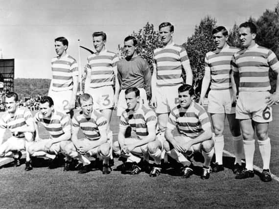 Celtic line up before their European Cup Final against Inter Milan in Lisbon. (Photo by Central Press/Getty Images)