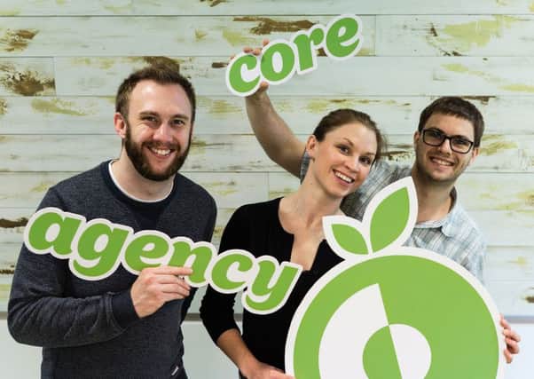 From left: Agency Core founders Matt and Helen Davies with chief technology officer Andy Berry. Picture: Contributed