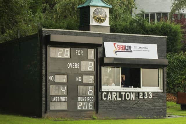 Carlton CC face Hearts at Grange Loan, Edinburgh.
Pic: Malcolm McCurrach
