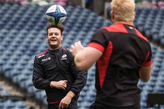 Saracen's Duncan Taylor takes part in the captain's run training session at BT Murrayfield. Picture: Odd Anderson/AFP/Getty