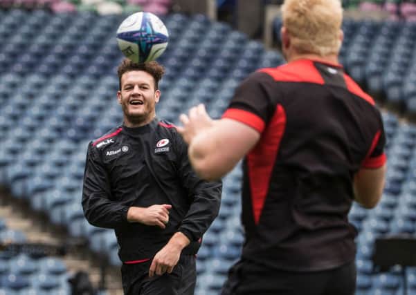 Saracen's Duncan Taylor  takes part in the captain's run training session at BT Murrayfield. Picture: Odd Anderson/AFP/Getty