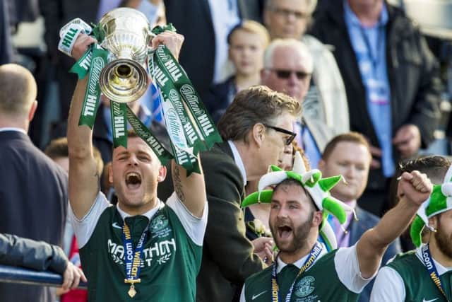 Anthony Stokes two goals in the 2016 Scottish Cup final endeared him to Hibs fans but will he return?  Photograph: Alan Harvey/SNS