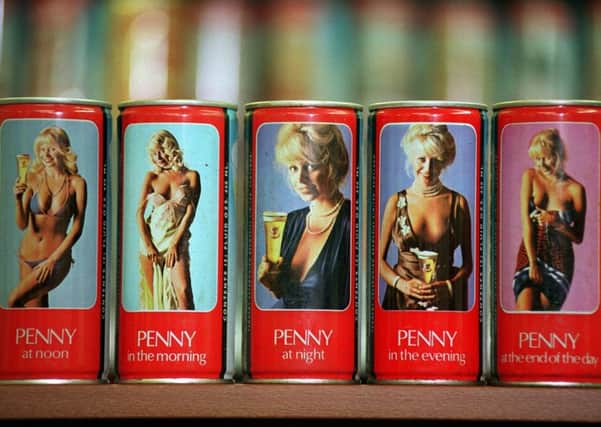 Lager Lovelies: Tennent's model Penny featured on several cans showing her at different times of the day - one of which was banned by the New York authorities. Picture: Donald McLeod/TSPL