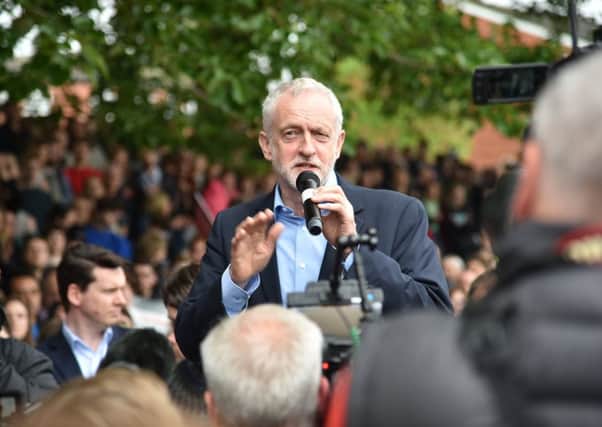 Jeremy Corbyn addresses a crowd in Leeds. Picture: SWNS