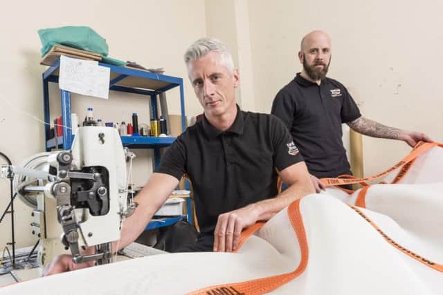 Gary Cunningham, left, and Marcus Sanctuary have taken over tarpaulins maker Tom Morrow. Picture: Contributed