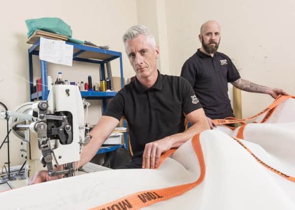 Gary Cunningham, left, and Marcus Sanctuary have taken over tarpaulins maker Tom Morrow. Picture: Contributed