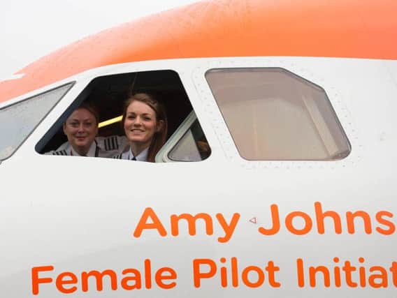 EasyJet marked International Women's Day in March with an all-female crew of six pilots and cabin crews on a flight from Gatwick to Madrid. Picture: EasyJet