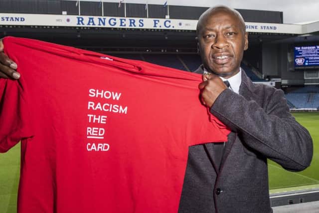 Mark Walters returned to Ibrox for a Show Racism the Red Card educational workshop with children from two local primary schools