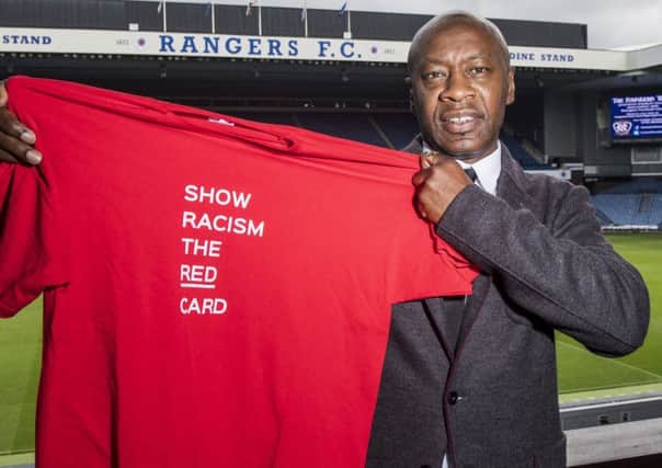 Mark Walters returned to Ibrox  for a Show Racism the Red Card educational workshop with children from two local primary schools