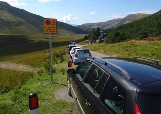 Overcrowded car park at Fairy Pools on Isle of Skye. Picture: Cotnributed