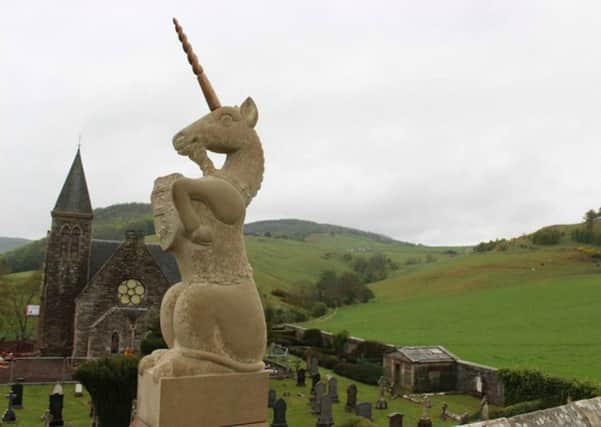 The unicorn has arrived at the old churh at Kinfauns. PIC: Historic Environment Scotland.