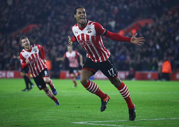 Virgil van Dijk celebrates scoring for Southampton. Pic: Julian Finney/Getty Images