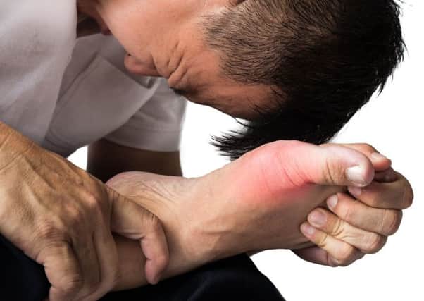 Gout can cause excruciating pain in joints, often in the ankle or toes.