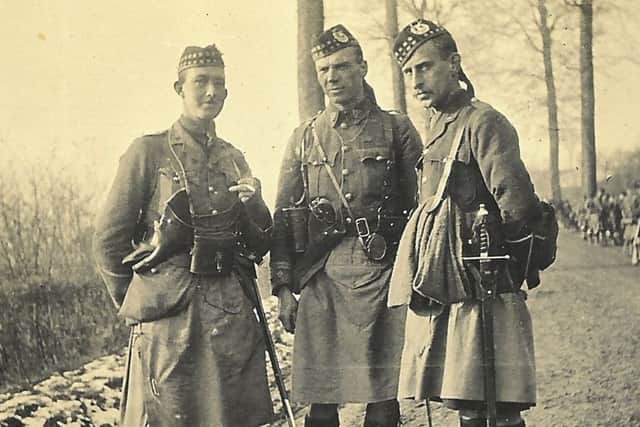 Three Gordon Highlanders in their regimental kilts in 1914. PIC: Gordon Highlanders Museum.