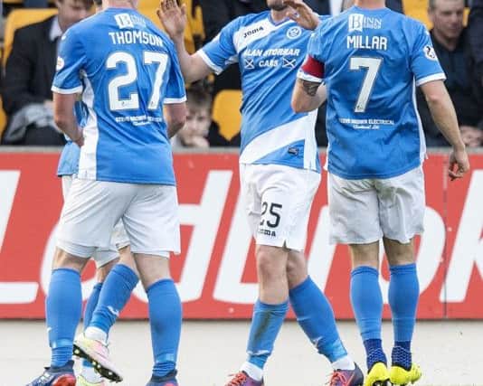 St Johnstone's Chris Kane celebrates his goal. Picture: Ross Parker/SNS